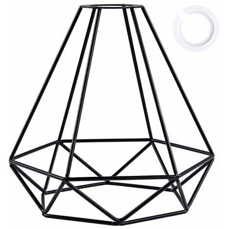 Pair - Abat-jour en métal noir – Forme cage en diamant – Dimensions 20x20x19 cm – Pour luminaires standards – Installation facile