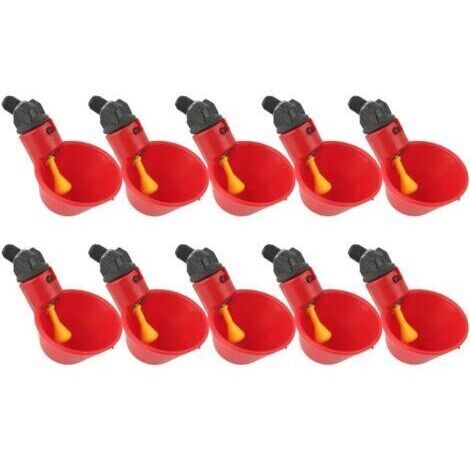 pair Abreuvoir Poules, 10pcs Abreuvoir Poule à La Volaille Bols Distributeur De Boisson Rouge Troupeau Canard Oiseau Alimentation Eau pour Pigeons H258