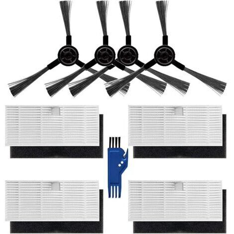 Pair Accessoires pour aspirateur robot Ultenic D5s Pro / D5s Series, kit d'accessoires, brosses latérales, filtre HEPA