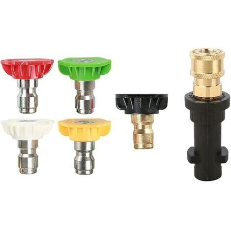 Pair Adaptateur de pistolet de nettoyeur haute pression de 6,35 mm avec 5 embouts de pulvérisation pour Karcher K Series K2 K3 K4 K5 K6 K7