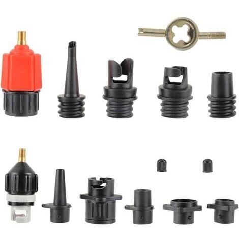 Pair Adaptateur de Pompe Sup Gonflable, Adaptateur de Valve Sup avec 9 Buses, Adaptateur de Pompe air pour Planches pagaie, canoës, Bateaux gonflables, Kayaks, Lits gonflables, etc.
