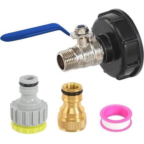 Pair Adaptateur De Réservoir d'eau IBC 1/2\", IBC Robinet à Boisseau Sphérique Adaptateur, IBC Robinet Cuve Réservoir D'eau Accessoire De Tuyau D'arrosag