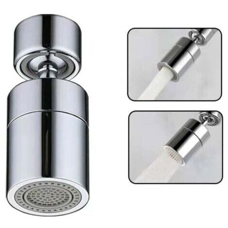 Pair Aérateur de Robinet(Argent), 360° Pivotant Embout Robinet Cuisine, 2 Modes Mousseur Robinet Economie Eau, Brise jet Filtre Robinet Cuisine Salle De Bain lavabo