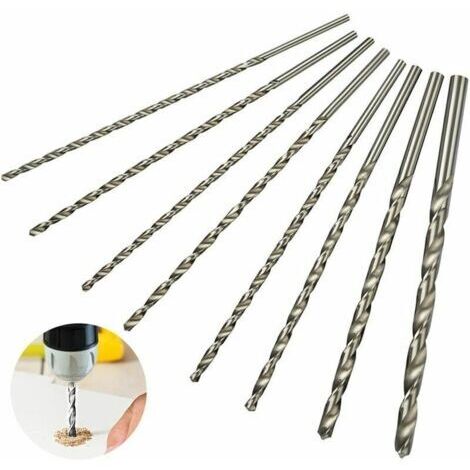Pair Ahlsen Set de Foret Extra Long 200mm 8Pcs Superma, Foret en Acier à Grande Vitesse, Tige Droite avec Diamètre de 4mm, 4.2mm, 4.5mm, 5mm, 5.2mm, 6mm, 8mm, 10mm