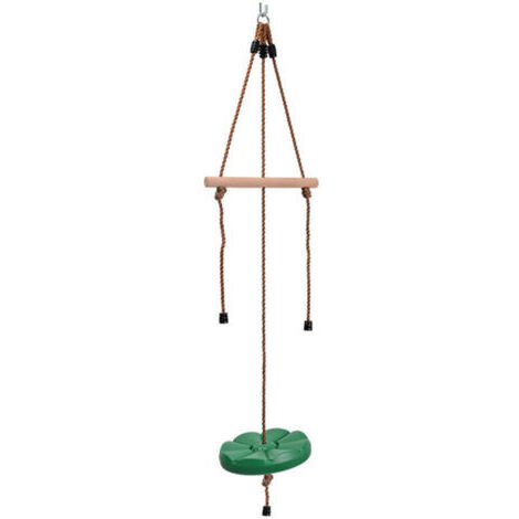 Pair Aire de jeux,Échelle de corde deux-en-un pour enfants échelle d'escalade extérieure balançoire de jardin échelle balançoire disque en plastique balançoire vert foncé..