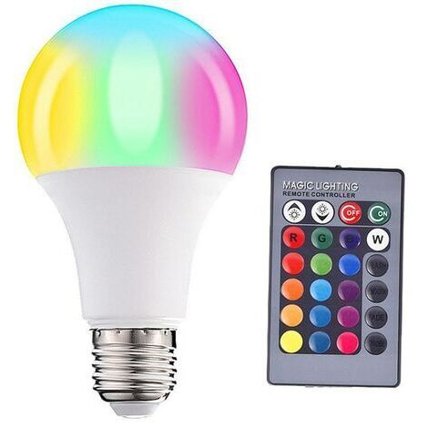 Pair - Ampoule LED, RGBW, E27, télécommande, multicolore