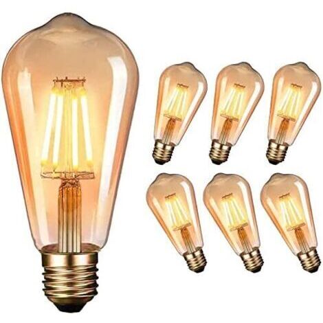 Pair Ampoules LED Vintage E27 4W, 2700K Blanc Chaud, Lampe Décorative Rétro Edison, Lot de 6