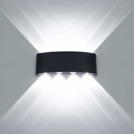 Pair - Applique murale LED étanche 8W – IP65 pour intérieur et extérieur – Aluminium noir – Design moderne avec effet superposé