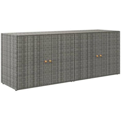 Pair - Armoire de rangement jardin Design moderne, Armoire Etagère de rangement, Gris 198x55,5x80 cm Résine tressée OIB2095E