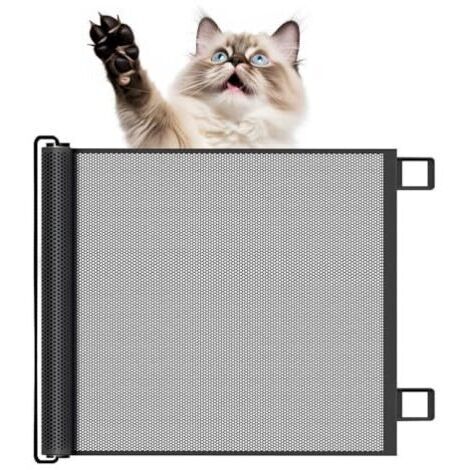 Pair Barrière de sécurité rétractable pour bébé et chien, barrière de sécurité extensible, barrière de sécurité pour chiens et chats pour escaliers, couloirs, intérieur et extérieur - Noir