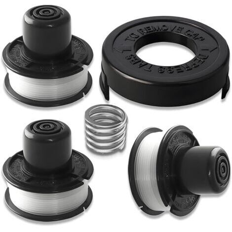 Pair - Bobines de rechange pour Black & Decker - Bobines pour débroussailleuse (3 bobines + 1 capuchon + 1 jeu de ressorts)