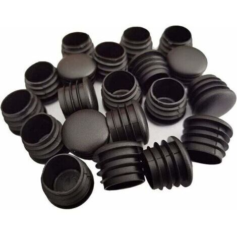 Pair Bouchon en Plastique Rond, 20 pièces Bouchon d'extrémité de Tube Noir Bouchon de Chaise Glisse de Meubles /Jambe Tuyau Couvercle Insert (25mm)-