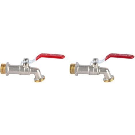 Pair Boutté 2104213 R15 Robinet de jardin laiton 1/4 tour 15 x 21 Nez 20 x 27 (Lot de 2)