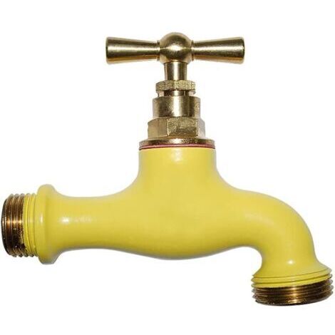 Pair Boutté – Robinet laiton jaune – Entrée 15x21 (1/2\") Nez 20x27 – Raccord standard arrosage – Finition décorative