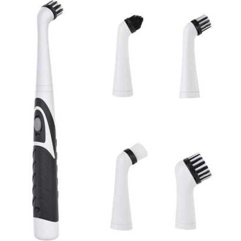 Pair Brosse de nettoyage électrique Super Sonic Scrubber avec 4 têtes de brosse pour joints domestiques, sols, baignoires, douches, carrelages, salles de bains et surfaces de cuisine