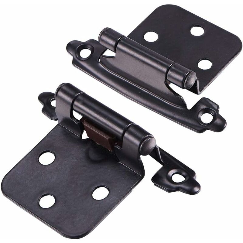Tinor - Pair Cabinet Hinges with Screws Self-Closing Decorative Front Mount for Variable Kitchen Wall Cabinet Doors (Black)