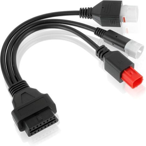 Pair Câble Adaptateur Moto, câble Adaptateur OBD2 3 Broches, 4 Broches, 6 Broches pour Moto Yamaha Euro5, Honda Yamaha Euro6 X-Max T Racer (câble OBD-II, connecteur 3 en 1)