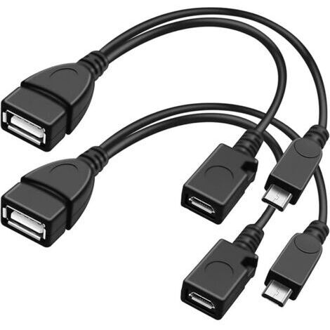 Pair Câble adaptateur USB OTG  avec connecteur micro USB 2.0 et connecteur USB type A pour lecteur flash USB/clavier/disque dur/Fire TV Stick, 20 cm