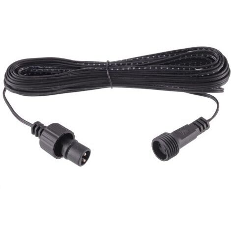 Pair Câble d'extension lumineux Noël étanche IP44 Noir 2 broches mâle/femelle LED basse tension 10 m