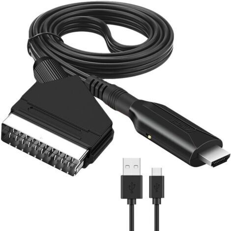 Pair Câble péritel vers HDMI, adaptateur péritel vers HDMI, convertisseur péritel vers HDMI tout-en-un