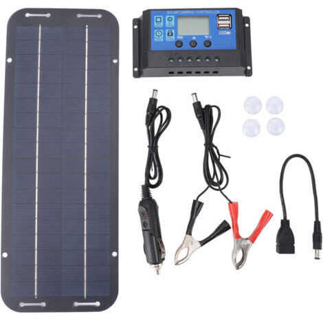 Pair Chargeur de panneau solaire flexible 6 W 18 V Chargeur de batterie de voiture à panneau solaire portable rechargeable avec contrôleur,