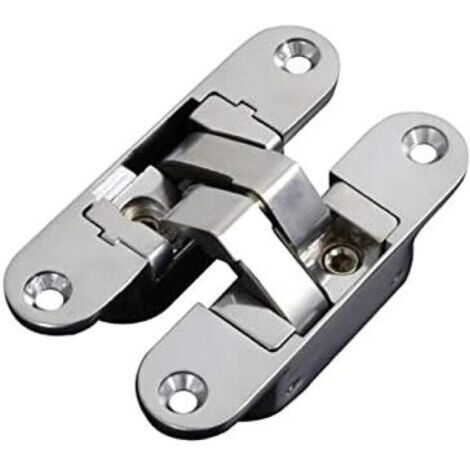 Pair Charnière invisible pour portes, charnières invisibles pour portes lourdes, charge de 35 kg, ouverture de 180º, zamak