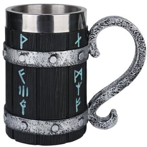 Pair Chope à bière viking en bois, chope artisanale en bois avec doublure en acier inoxydable, chope vintage de 600 ml, tasse médiévale pour café/boissons/jus (pour homme).