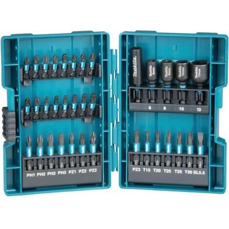 Pair - Coffret de 35 forets à percussion, kit d'accessoires pour tournevis, coffret de douilles et embouts.