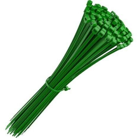pair Collier de Serrage 200 mm x 4,8 mm, Attache Câble, Serre Câbles Rilsan Nylon, Colliers Serre-Cable 200mm, Couleur Vert, Lot de 100 Pièces