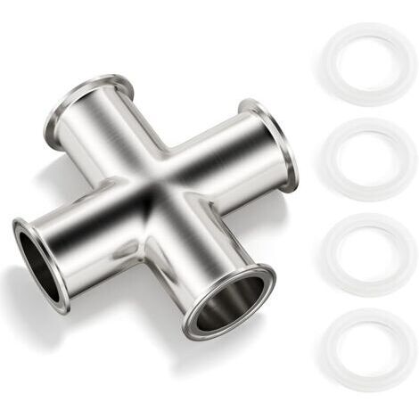 Pair Collier de serrage à 4 voies adapté à un tube de 1-1/2\" de diamètre extérieur Raccord sanitaire en acier inoxydable 304 Tri-clamp de 1,5\" Bride à ferrule de 50,5 mm
