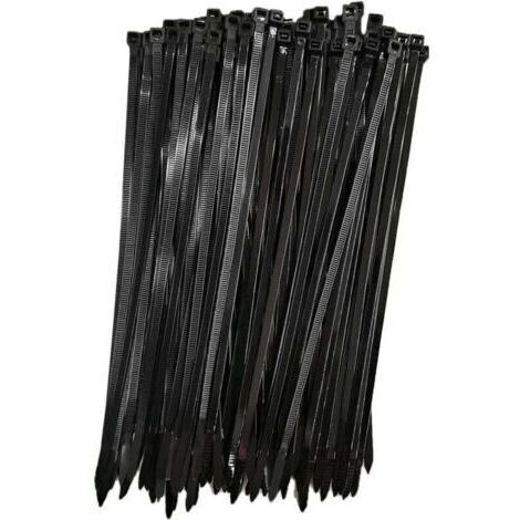 pair Colliers de serrage en plastique, 250 mm x 7,6 mm, colliers de serrage, Colliers de serrage en nylon Rilsan, colliers de serrage 250 mm, noir, set de 100 pièces