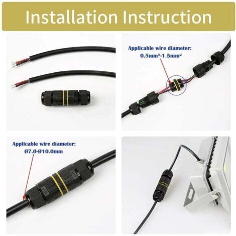 pair Connecteur Étanche Boîte/ 3 pcs IP68 Connecteur de câble étanche/Connecteur de gaine externe /de câble max Ø10 mm/ Aux Intempéries Câble de Raccordement Extérieur Douille (3 Pôles)