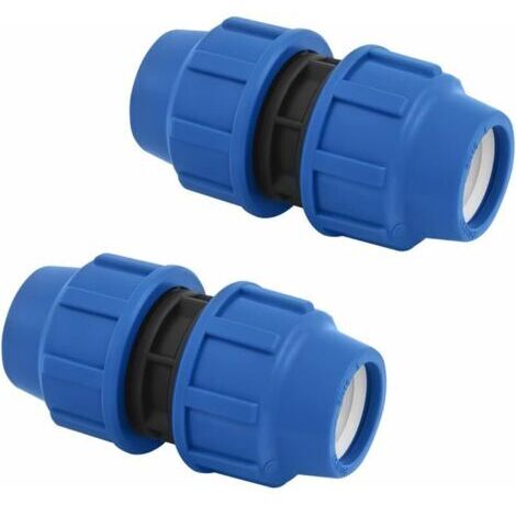 Pair Connecteur pour tuyaux MDPE PP 25mm x 25 mm égal - Adaptateur pour tuyau d’eau PE de compression – Raccords de plomberie PN16 compatible avec tuyaux PE80 et PE100-2 pièces