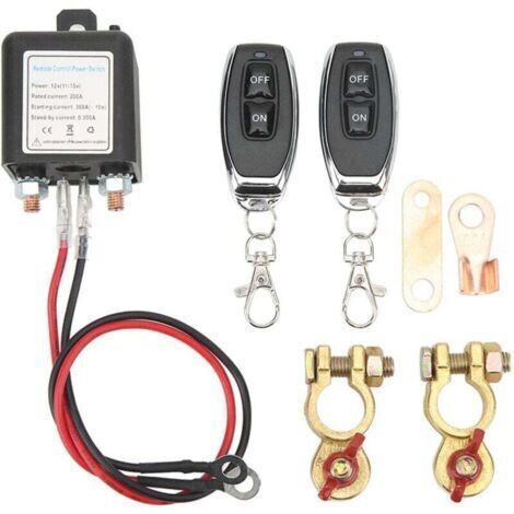 pair Coupe circuit batterie 12V  Interrupteur à distance avec télécommande  200A pour voiture et bateau  Installation facile - DC12V