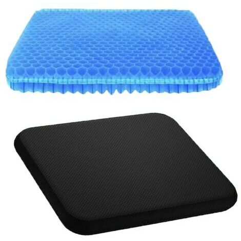 Pair - Coussin de siège en gel, coussin de siège de chaise de bureau avec housse antidérapante, respirant, soulagement de la douleur en nid d'abeille, coussin de caisse à œufs pour chaise de bureau, v