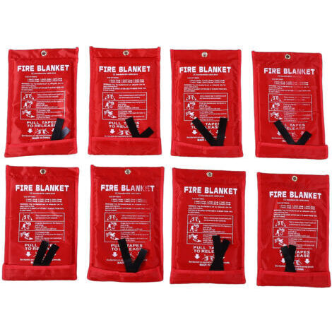 Pair - Couverture anti-feu pour la maison et la cuisine - Lot de 8 couvertures anti-feu réutilisables en fibre de verre - Idéales pour l'école, la cheminée, le barbecue, la voiture, le bureau, le gara