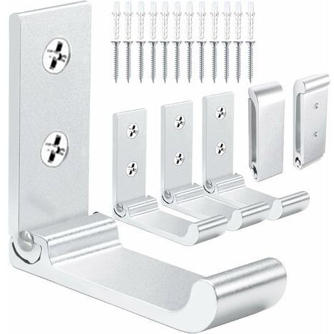 Pair - Crochets Muraux Pliables Crochets Pliants en Aluminium pour Suspendre Crochets Pliables pour Manteaux Crochets pour Serviette Murale pour Salle de Bains Crochets Mur pour Casque (Argent 6pcs )