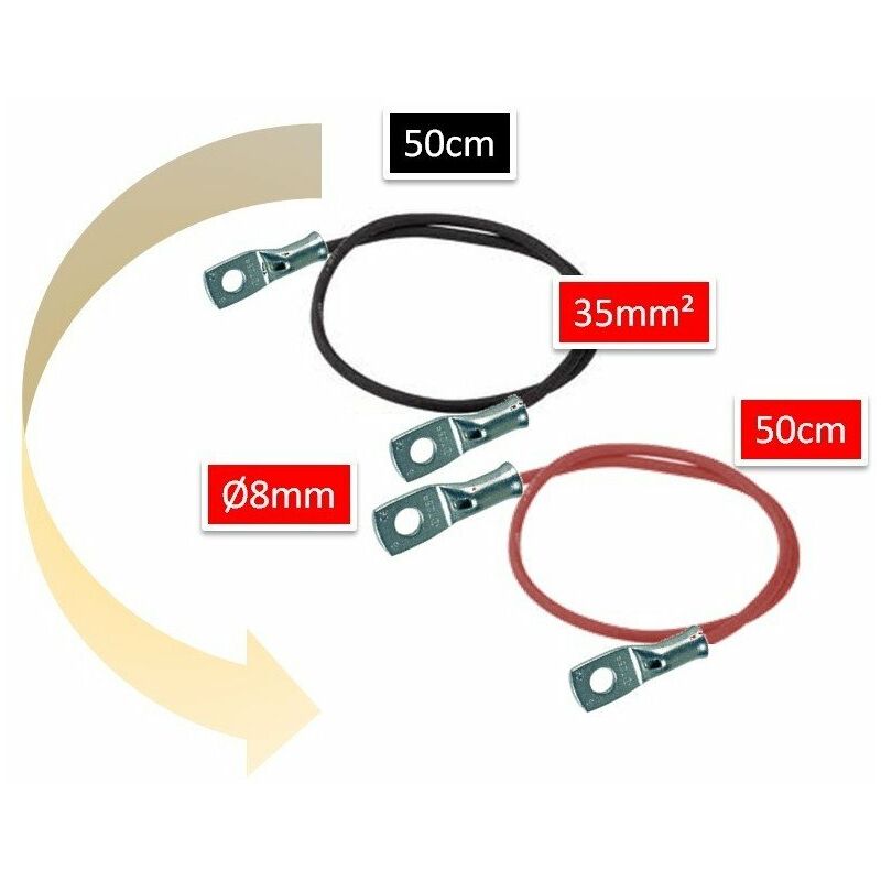 Pair de cable batterie solaire 35mm2 avec cosses