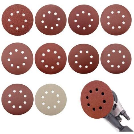 Pair Disque abrasif de ponceuse 125 mm Lot de 100 disques Assortiment grains 80 à 3000 Pour ponçage bois, métal, plastique - 100pcs