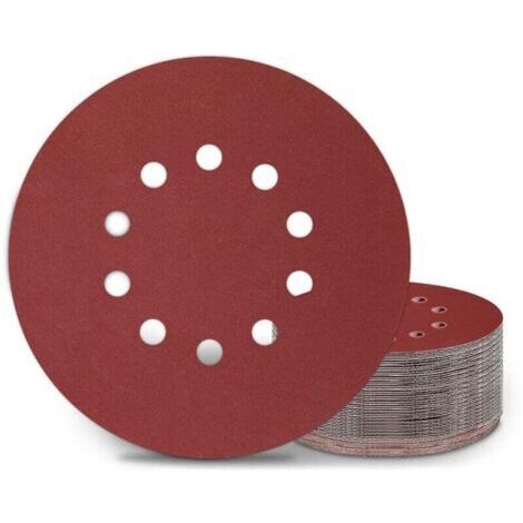 Pair Disques de Ponçage 225 mm 25 Pièces Grain P400 10 Trous Disques Abrasifs 225 mm Ronds Papier Abrasif for Ponceuse pour Cloisons Sèches Ponceuse Girafe
