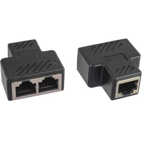 Pair Doubleur RJ45, RJ45 Splitter Adaptateur 1 à 2 Ethernet Splitter Double Socket pour Câble Cat5 Cat5e Cat6 Cat7(Paquet de 2)