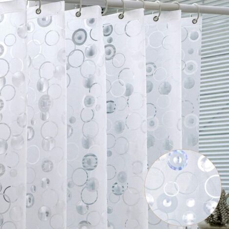Pair Doublure de rideau de douche en EVA pour salle de bain, 182,9 x 182,9 cm, bulle givrée 3D, doublure de rideau de douche imperméable et robuste, rideaux de douche en plastique épais, 12 crochets