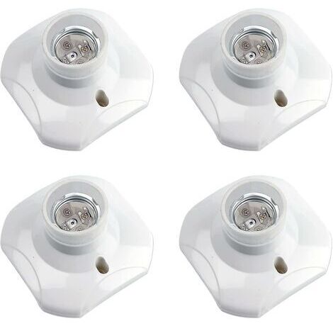 Pair - Douille E27 à visser pour ampoule LED – AC 220-240V – Résistante aux hautes températures – Lot de 4 douilles en plastique blanc