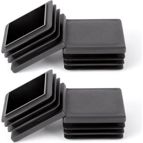 Pair Embouts carrés 40 x 40 mm, lot de 12 embouts de tuyau en plastique PE, embouts pour pieds de chaise, embouts en plastique pour chaises, canapés et tables, noirs.
