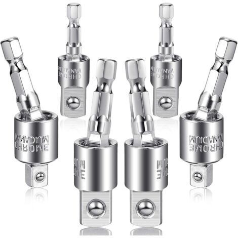 Pair - Ensemble d'adaptateurs de douilles pour perceuse électrique 6 pièces Adaptateur de tournevis à percussion Adaptateur de douille pour perceuse à percussion à tige hexagonale rotative à 360 degré