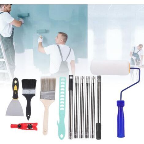 Pair - Ensemble d'extensions pour pinceaux, rouleau à peinture de 10 cm avec rallonges réglables et pinces universelles pour la peinture professionnelle de la maison