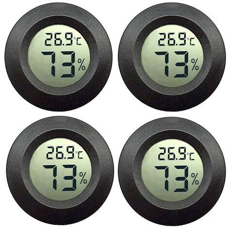 Pair - Ensemble thermomètre et hygromètre d'ambiance 4 pièces, portable, noir