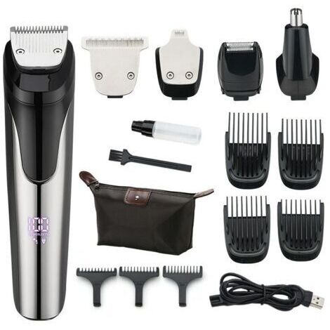 Pair - Ensemble tondeuse et rasoir, Métal, 5 en 1, USB, Noir