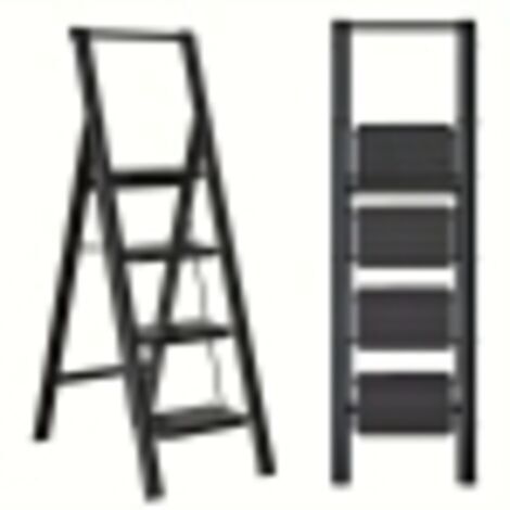 Pair Escabeau 4 marches pliable pour adultes, avec marchepied pliable à 4 marches, pédales plus larges, design ergonomique et pieds antidérapants, léger et portable, en acier.