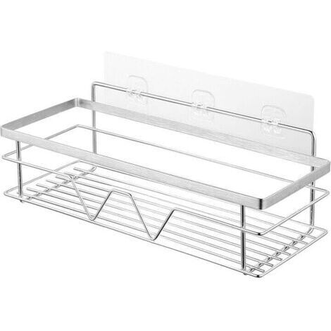 Pair Etagère Douche Adhesive Serviteur de Douche sans Percage Acier Inoxydable Rangement Salle de Bain Panier avec Crochet pour Toilette Cuisine Pas de Forage